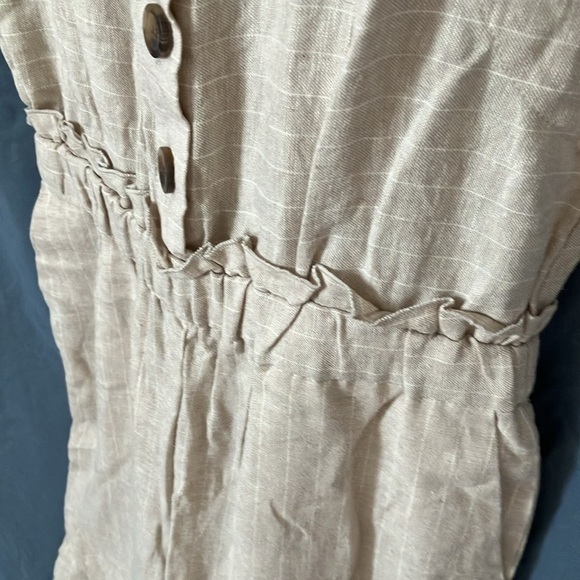 Romeo+Juliet Couture: Ivory/Tan Jumpsuit- adjustable straps, pockets, wide leg-M - Picture 11 of 16
